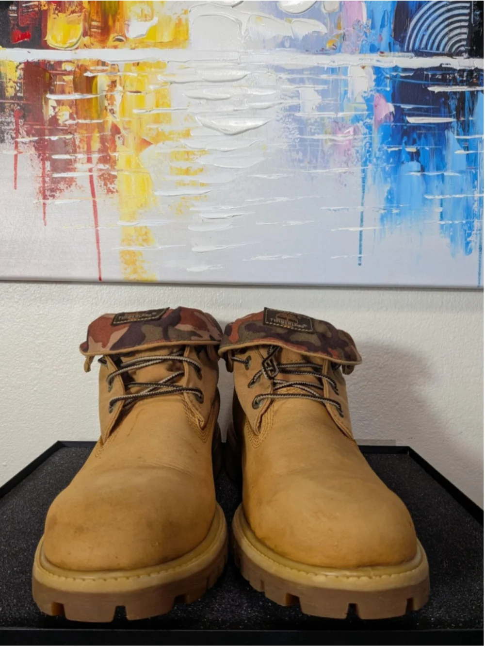 Timberland Camo Collar Nubuck Boots Mens Size 10.5 Brown Ankle Workwear